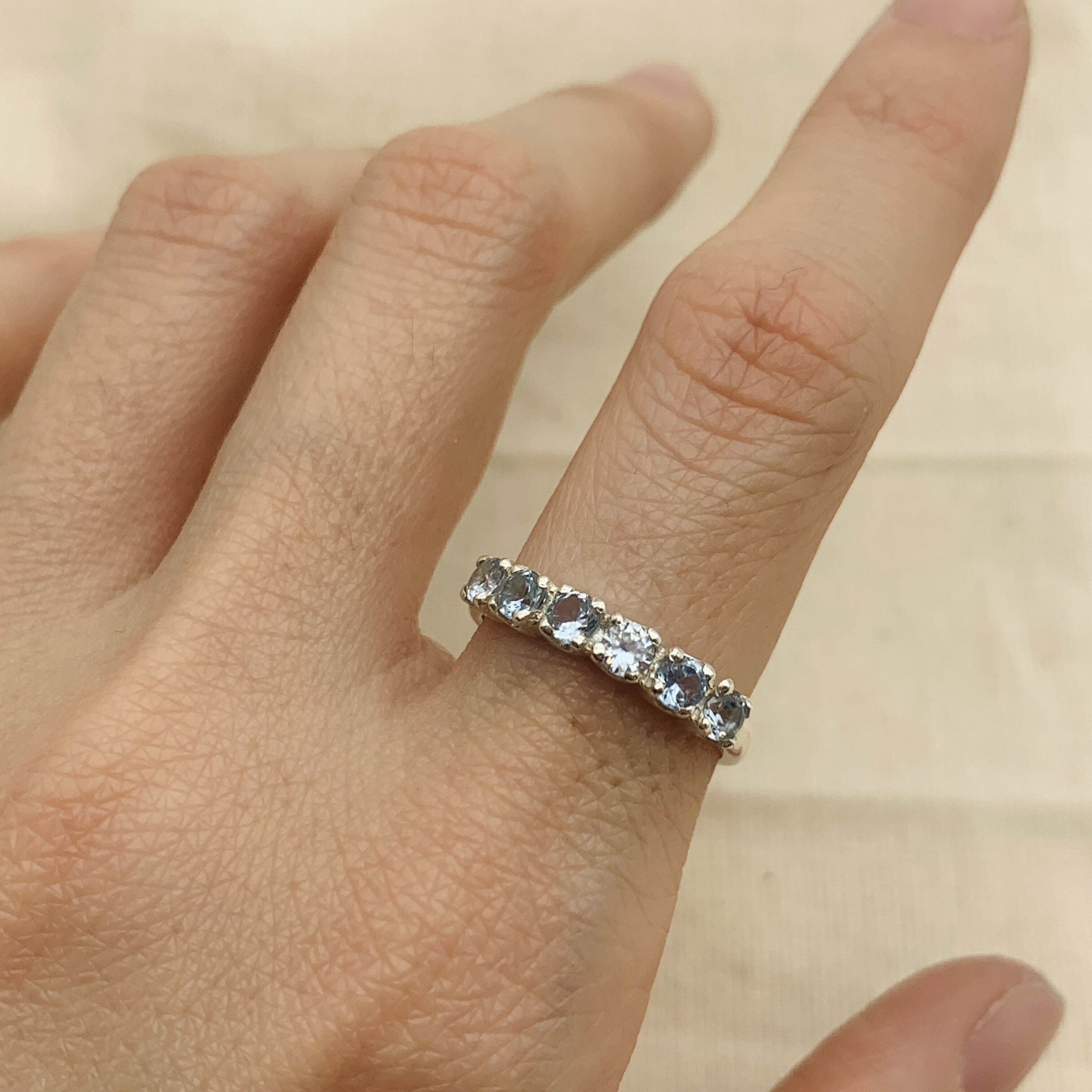 Blue Topaz Ring, Gold Ring, December Birthstone, Stackable Band, Gold Plated Ring, Dainty Ring, Sparkly Ring, Gold Topaz Band, Vermeil Ring(2)