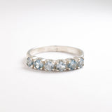 Gold Blue Topaz Ring - Natural Blue Topaz Ring, Half Eternity Topaz Ring