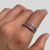 Pink Tourmaline Ring - Wide Pink Ring - Vintage Double Band