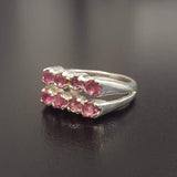 Pink Tourmaline Ring, Tourmaline Ring, Natural Tourmaline, Silver Double Ring, October Ring, Unique Pink Ring, Solid Silver Ring, Tourmaline