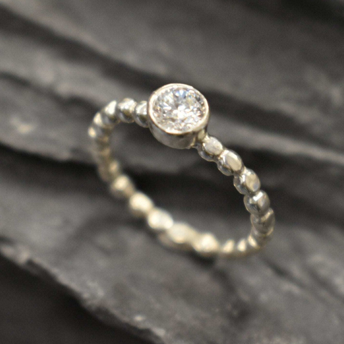 Bubble Ring, Diamond Ring, Created Diamond, Sparkly Ring, Vintge Ring, Stackable Ring, White Diamond Ring, Solitaire Ring, 925 Silver Ring