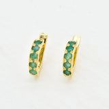 Green Emerald Huggies - Natural Emerald Earrings - Dainty Hoops Earrings