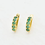 Green Emerald Huggies - Natural Emerald Earrings - Dainty Hoops Earrings