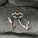 Smoky Brown Earrings - Natural Tourmaline Studs, Dainty Vintage Earrings