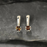 Smoky Brown Earrings - Natural Tourmaline Studs, Dainty Vintage Earrings