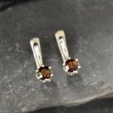 Smoky Brown Earrings - Natural Tourmaline Studs, Dainty Vintage Earrings