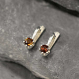 Smoky Brown Earrings - Natural Tourmaline Studs, Dainty Vintage Earrings