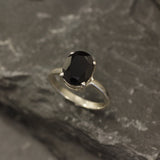 Onyx Ring - Black Oval Ring - Classic Solitaire Ring