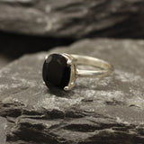 Onyx Ring - Black Oval Ring - Classic Solitaire Ring