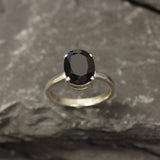 Onyx Ring - Black Oval Ring - Classic Solitaire Ring