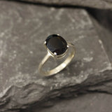 Onyx Ring - Black Oval Ring - Classic Solitaire Ring