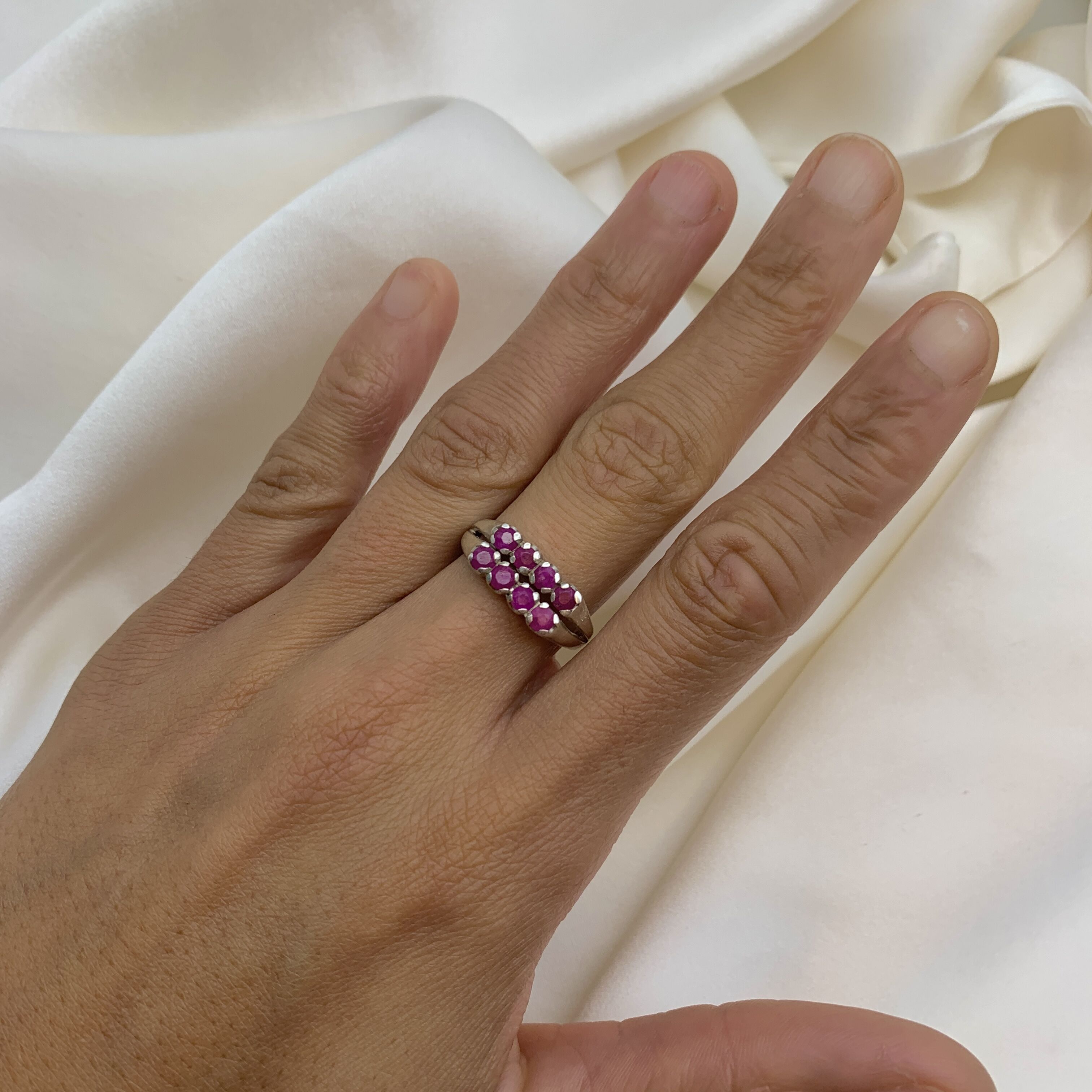 Chic 925 Sterling Silver ring with a vibrant Round Natural Ruby, a timeless accessory for daily wear and memorable gifts.