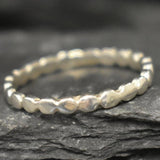 18K Gold Vermeil Beaded Ring - Gold Bubble Ring - Dainty Oval Dot Stacking Band