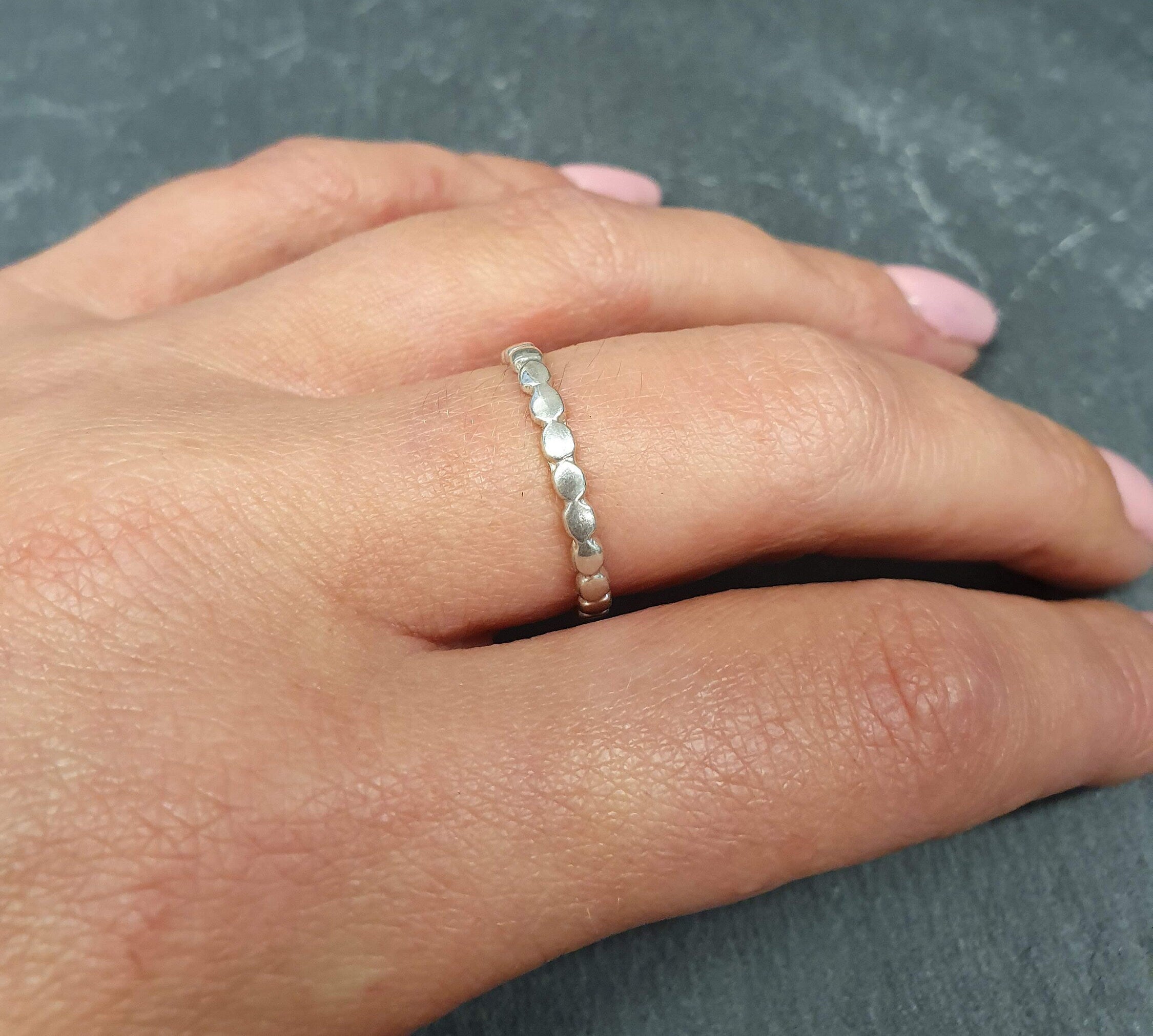Silver Bubble Band, Bubble Band, Dainty Ring, Stackable Ring, Bohemian Boho Band, Solid Silver Ring, Sterling Silver Band, Wedding Band,Gift