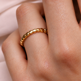 18K Gold Vermeil Beaded Ring - Gold Bubble Ring - Dainty Oval Dot Stacking Band
