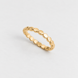 18K Gold Vermeil Beaded Ring - Gold Bubble Ring - Dainty Oval Dot Stacking Band