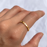 18K Gold Vermeil Beaded Ring - Gold Bubble Ring - Dainty Oval Dot Stacking Band