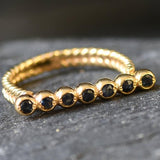 Natural Sapphire Ring made in 18k Gold Vermeil with Round Natural Blue Sapphire in Flush setting, September Birthstone gift idea, symbolizes sincerity, truth, and faithfulness, ideal for everyday wear and perfect for birthday gifting and special occasions.