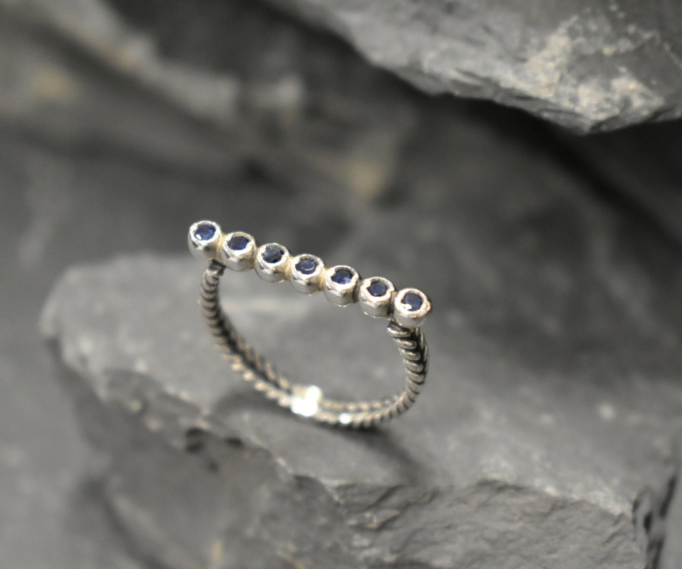 Natural Sapphire Ring made in 925 Sterling Silver with Round Natural Blue Sapphire in Flush setting, September Birthstone gift idea, symbolizes sincerity, truth, and faithfulness, ideal for everyday wear and perfect for birthday gifting and special occasions.