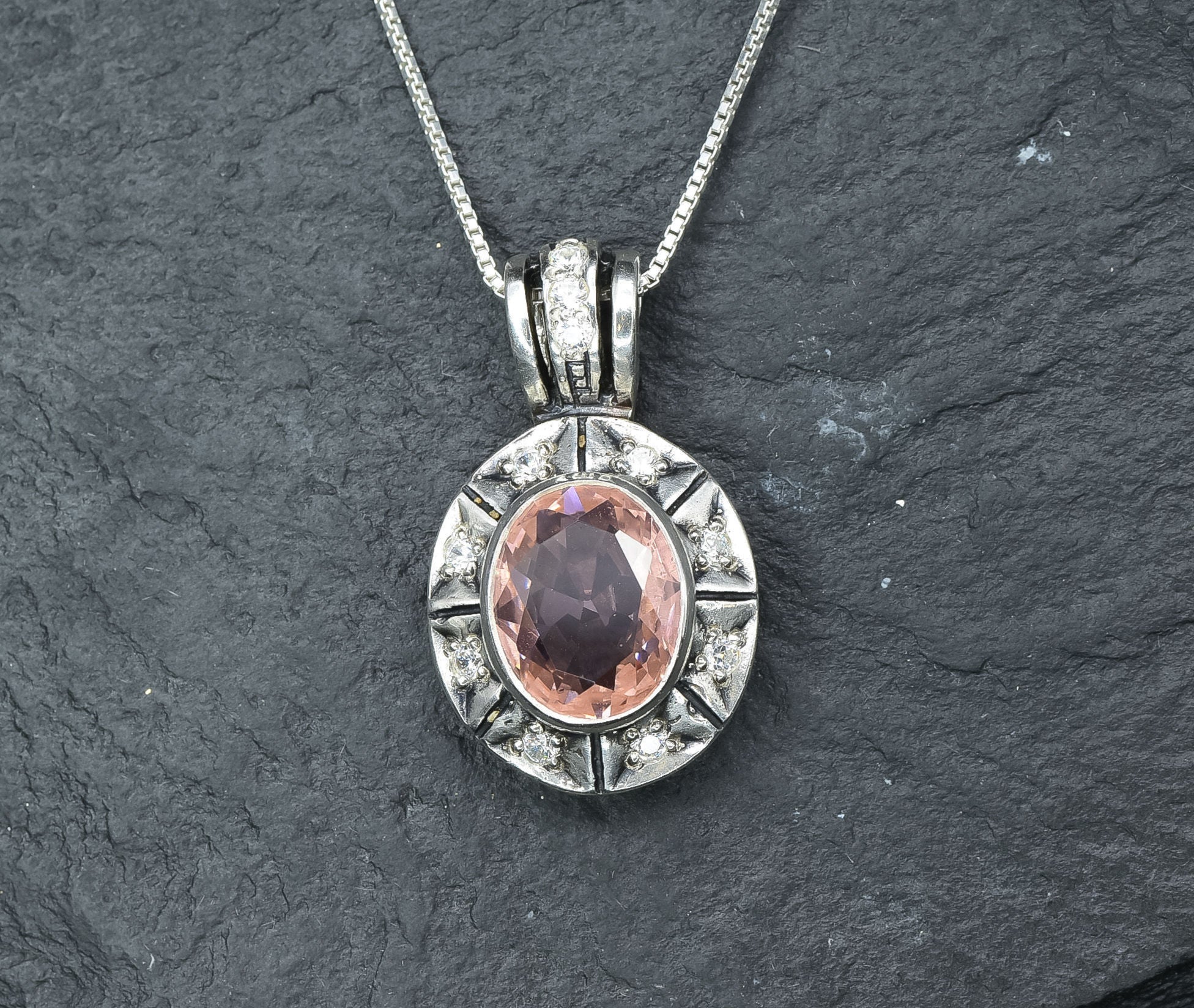 2257-P-cMOR: Sterling Silver 925 Created Morganite