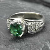 Beautifully designed 925 Sterling Silver emerald ring with round created green emerald, perfect for everyday elegance and gifting.