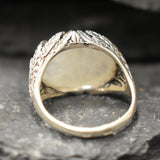 Rainbow Moonstone Ring, Natural Moonstone, Leaf Statement Ring, Large Moonstone Ring, June Birthstone, White Chunky Ring, Solid Silver Ring