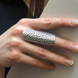 Long Silver Ring, Wide Band, Wide Ring, Antique Statement Ring, Tube Ring, Full Finger, Wide Tube Ring, Silver Tube Ring, Solid Silver Ring