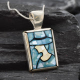Mosaic Pendant, Lady Pendant, Blue Mosaic Necklace, Statement Blue Necklace, Artistic Silver Necklace, Solid Silver Necklace, Rare By Adina