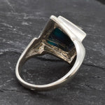 Square Abalone Ring, Natural Mother of Pearl, Shell Ring, Lozenge Ring, Statement Bezel Ring, Vintage Ring, Unique Stone Ring, Solid Silver