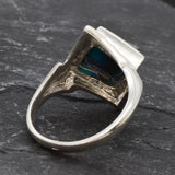 Square Abalone Ring, Natural Mother of Pearl, Shell Ring, Lozenge Ring, Statement Bezel Ring, Vintage Ring, Unique Stone Ring, Solid Silver