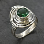 Charming 925 Sterling Silver ring with a bezel-set Created Green Emerald, a lovely May birthstone gift for any occasion.