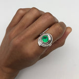 Elegant 925 Sterling Silver ring featuring a round Created Green Emerald, perfect for May birthdays and special occasions.