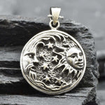Celestial Silver Pendant, Crescent Moon Pendant, Sun Silver Pendant, Moon Necklace, Astrology Pendant, Stars Silver Pendant