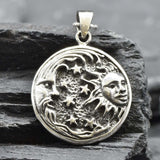 Celestial Silver Pendant, Crescent Moon Pendant, Sun Silver Pendant, Moon Necklace, Astrology Pendant, Stars Silver Pendant