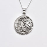 Celestial Silver Pendant, Crescent Moon Pendant, Sun Silver Pendant, Moon Necklace, Astrology Pendant, Stars Silver Pendant