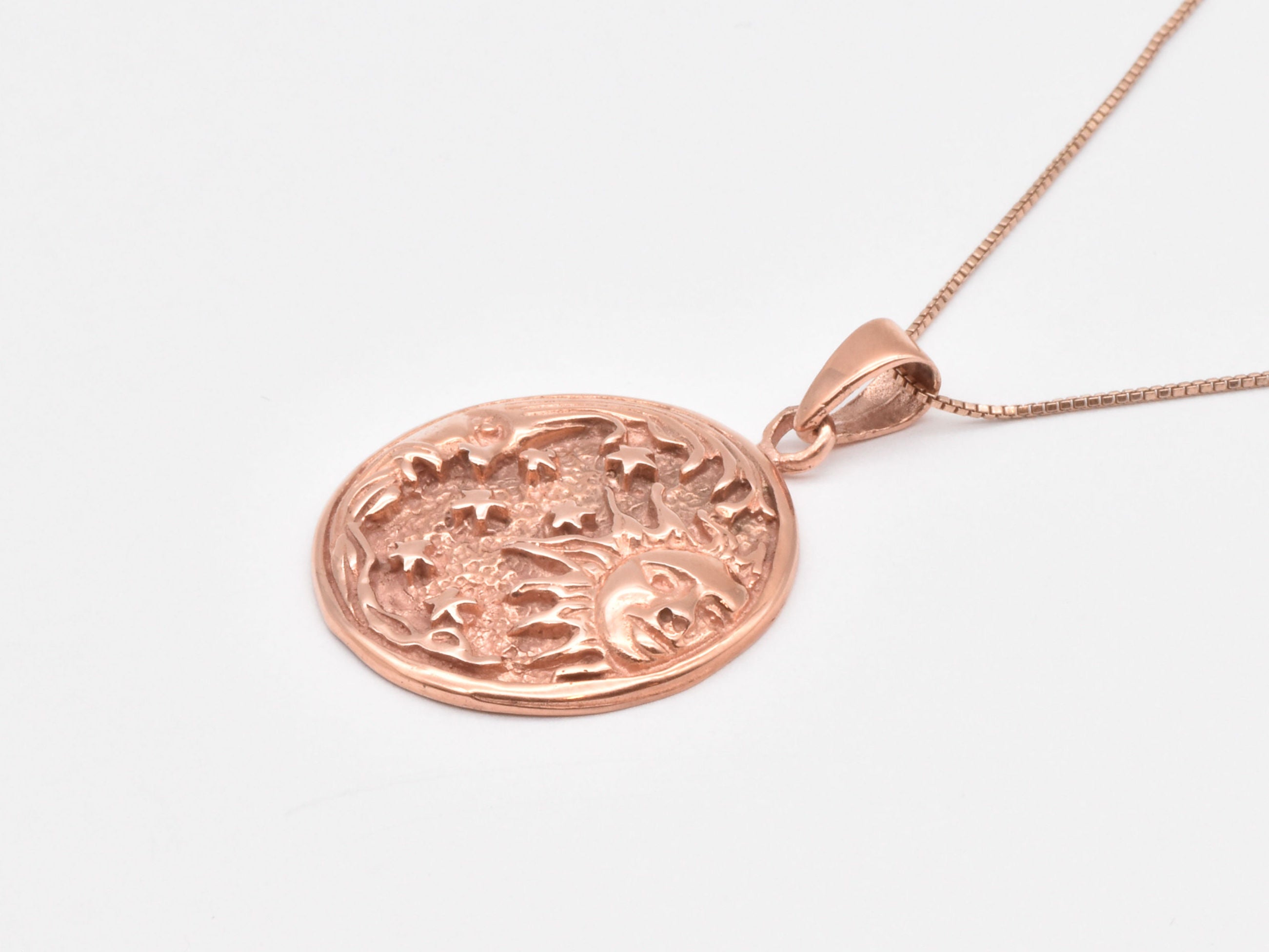 Celestial Silver Pendant, Crescent Moon Pendant, Sun Silver Pendant, Moon Necklace, Astrology Pendant, Stars Silver Pendant