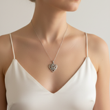 Tribal Heart Pendant close-up - Stunning detail of a unique 925 Sterling Silver heart necklace for special moments.