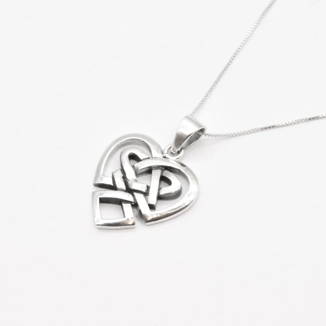 Tribal Heart Pendant - Elegant silver heart necklace crafted from 925 Sterling Silver, perfect for daily wear and gifting.