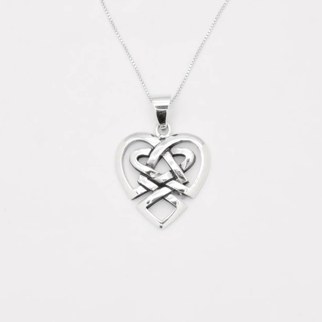Tribal Heart Pendant - Silver Heart Necklace - Unique Love Pendant made in 925 Sterling Silver. Ideal for everyday wear and perfect for birthday gifting and special occasions.