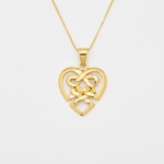 Gold Artistic Heart Pendant - Gold Celtic Heart Necklace, Knot Heart Pendant made in 18k Gold Vermeil. Ideal for everyday wear and perfect for birthday gifting and special occasions.