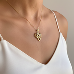 Gold Celtic Heart Necklace - Intricate design in 18k Gold Vermeil, perfect for daily wear and special celebrations.