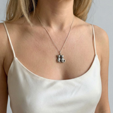 Two Cats Pendant - Cat Lover Necklace - Silver Cat Necklace