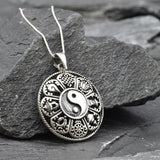 Yin Yang Kala Pendant - Om Eightfold Path Necklace, Tibetan Buddhist Pendant