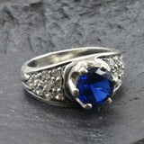 Stunning solitaire ring in 925 Sterling Silver with Created Blue Sapphire, a lovely gift for those born in September.