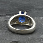 Timeless 925 Sterling Silver ring with a Round Created Blue Sapphire, a symbol of faithfulness, great for birthdays and celebrations.