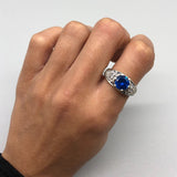 Elegant 925 Sterling Silver ring featuring a Round Created Blue Sapphire, perfect for September birthdays and special occasions.