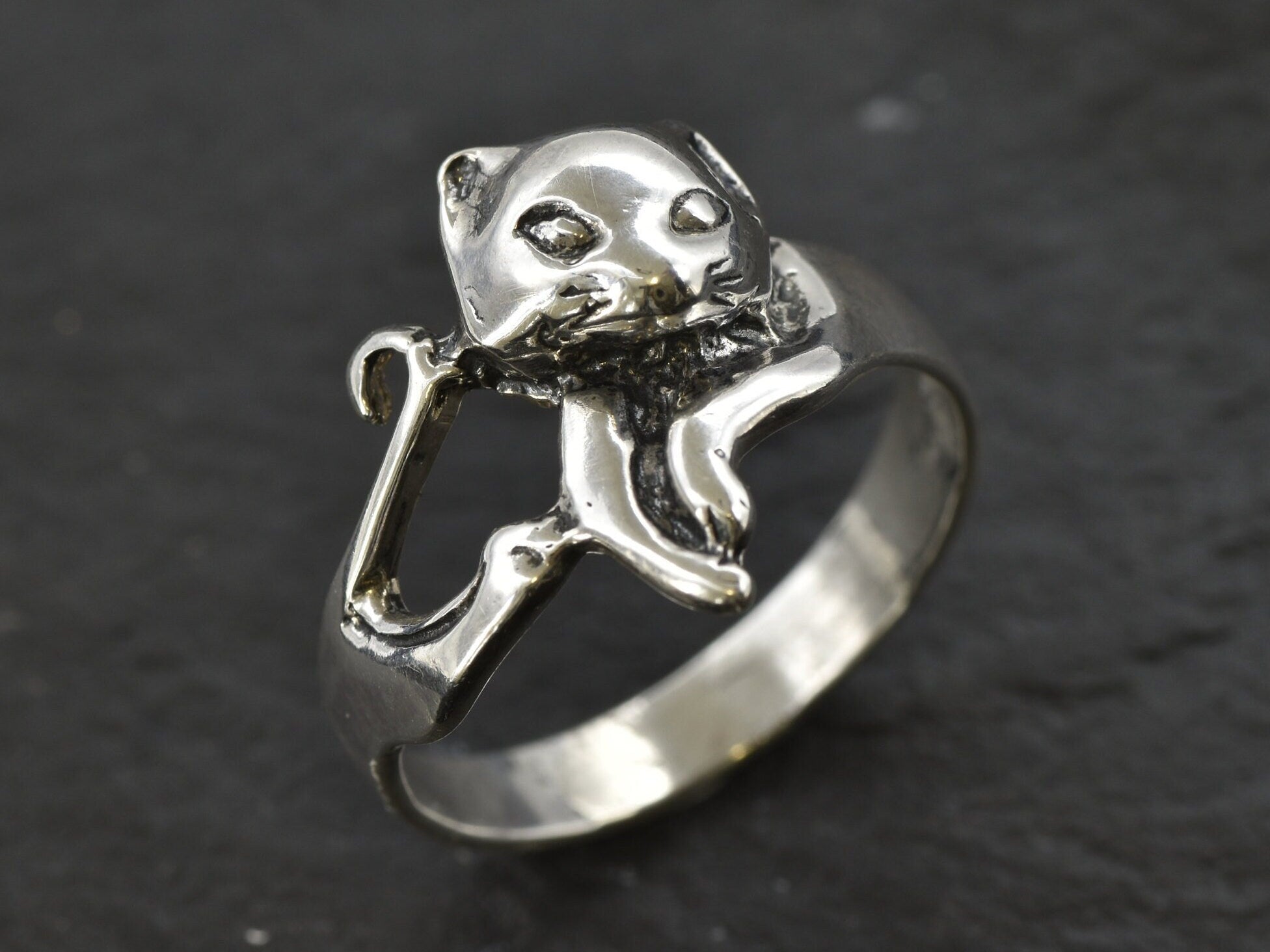 Silver Cat Ring, Silver Kitty Ring, Silver Feline Ring, Cat Ring, Cat Lover Ring, Silver Animal Ring, Artistic Silver Ring, 925 Silver Ring