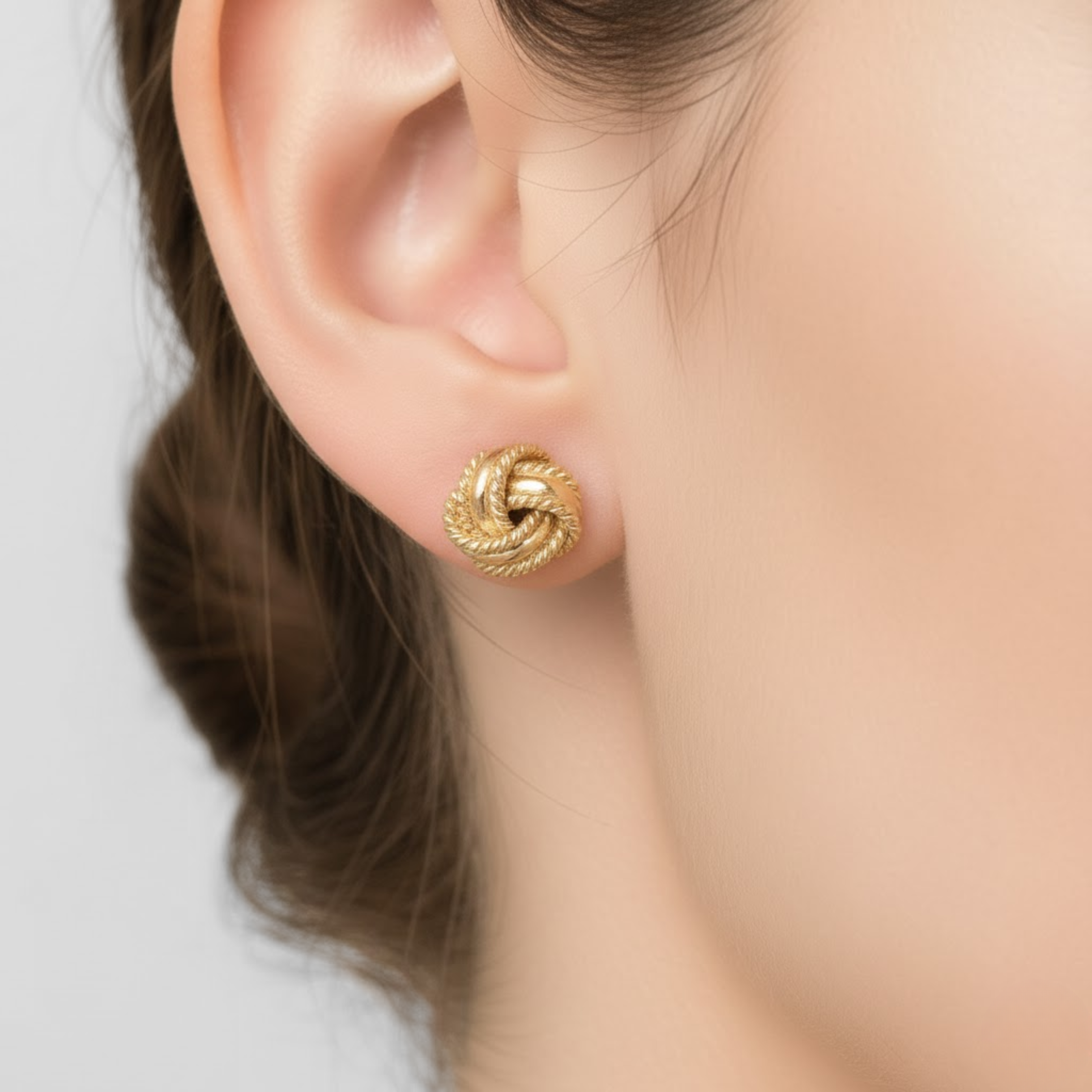 Elegant Gold Knot Studs - 18k Gold Vermeil Earrings, perfect for daily wear or special gift occasions.