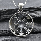 Sun and Moon Pendant - Silver Sun and Crescent Moon Necklace - Celestial Necklace