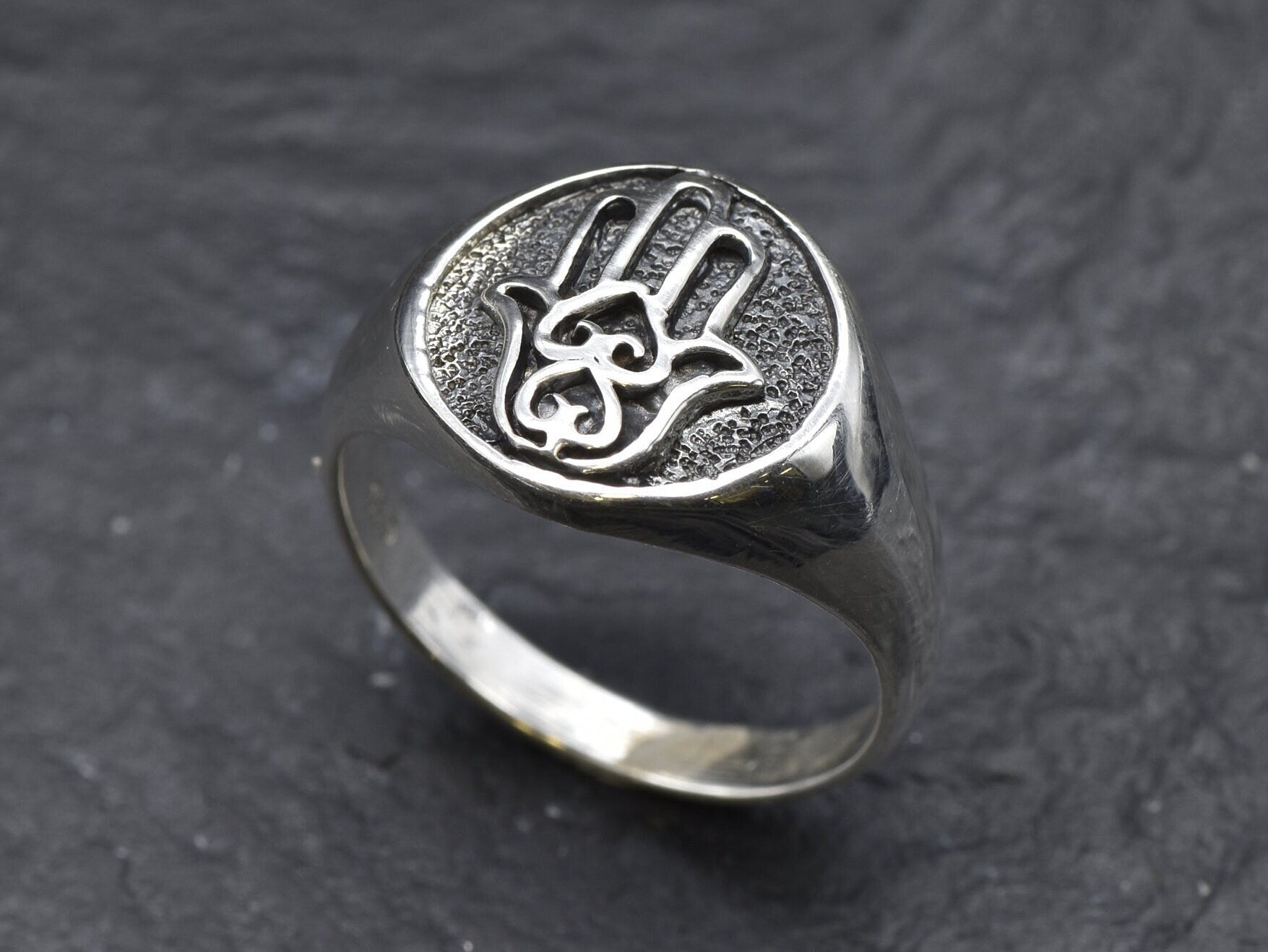 Silver Hamsa Ring, Hamsa Ring, Silver Signet Ring, Signet Ring, Silver Hand Ring, Hand Ring, Silver Hearts Ring, Hearts Ring, Silver Ring